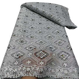 菱形镂空水溶绣花布烫钻激光花连衣裙旗袍晚礼服面料 lace fabric