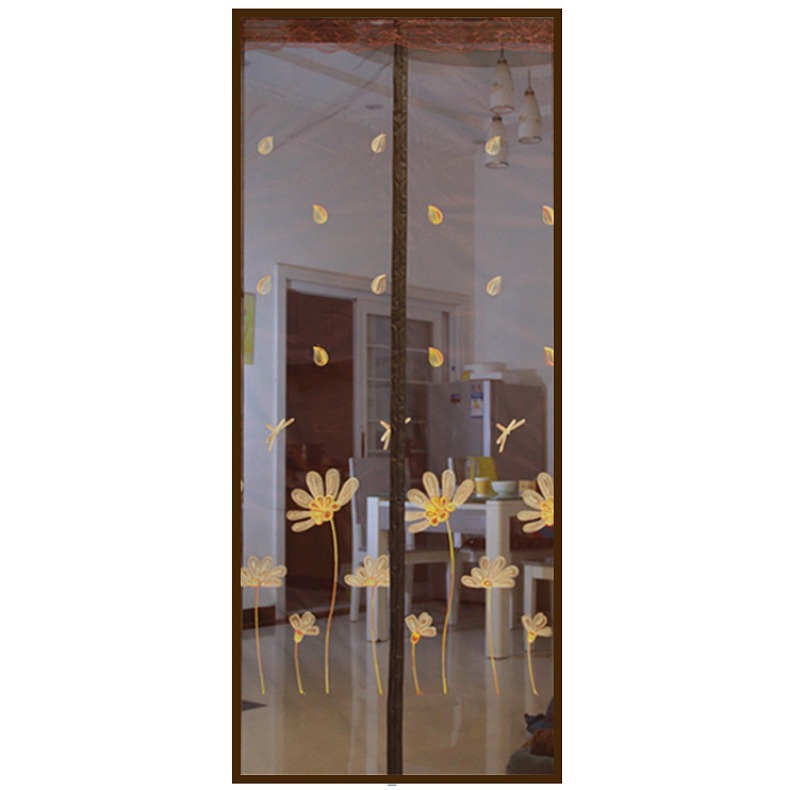 Mosquito Net Magnetic Soft Mesh Door Embroidered Velcro Summer Mosquito Insect Blocker Encrypted Mesh Magnetic Adsorption Hanging Curtain 