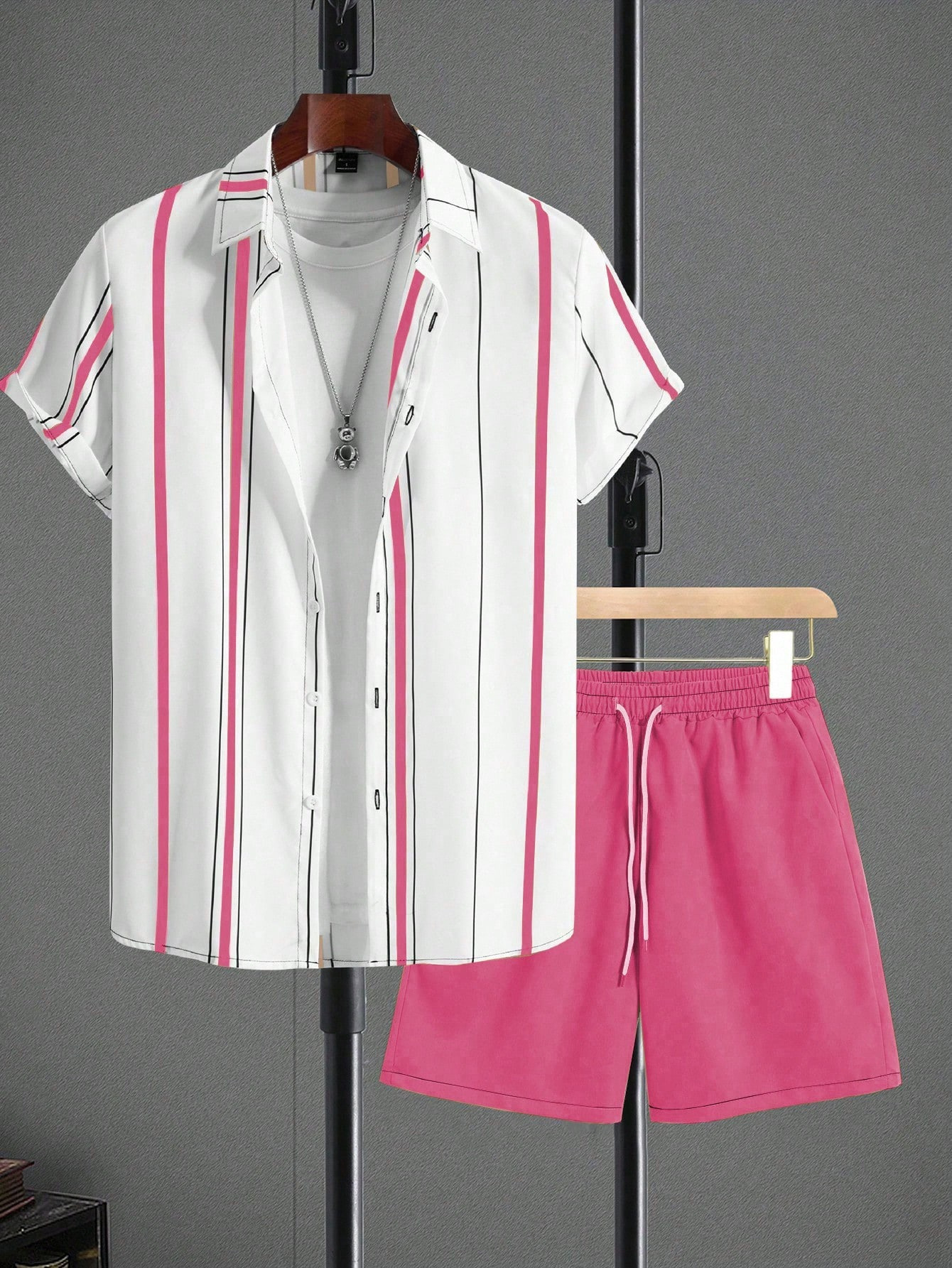 Herren Freizeithemd Und Shorts Set Im Hawaiian Look Sommer Outfit_voghion.com