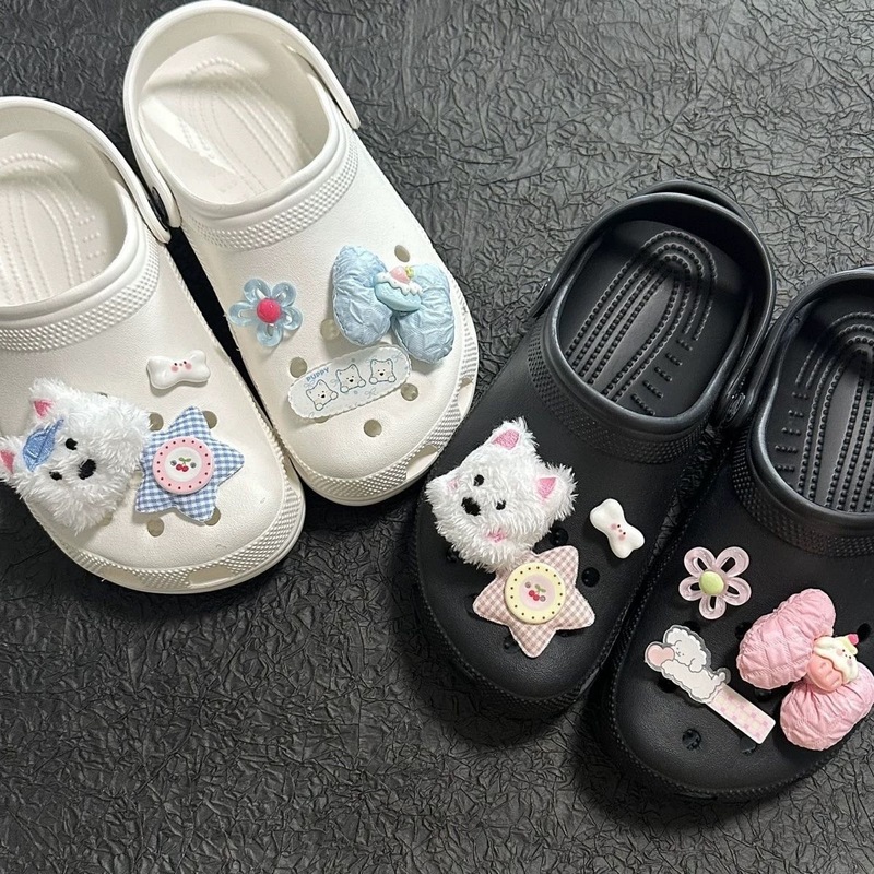 ピンクの公仔西高地の子犬の穴の靴のボタンの大きい蝶結びは金の靴の花のdiyにぶつかりません。|undefined