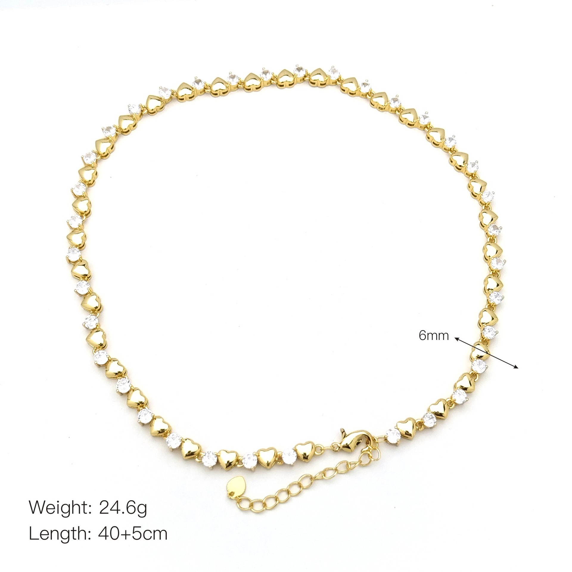 Copper Inlay Heart Shape Solid Color Flower Zircon Necklace display picture 11