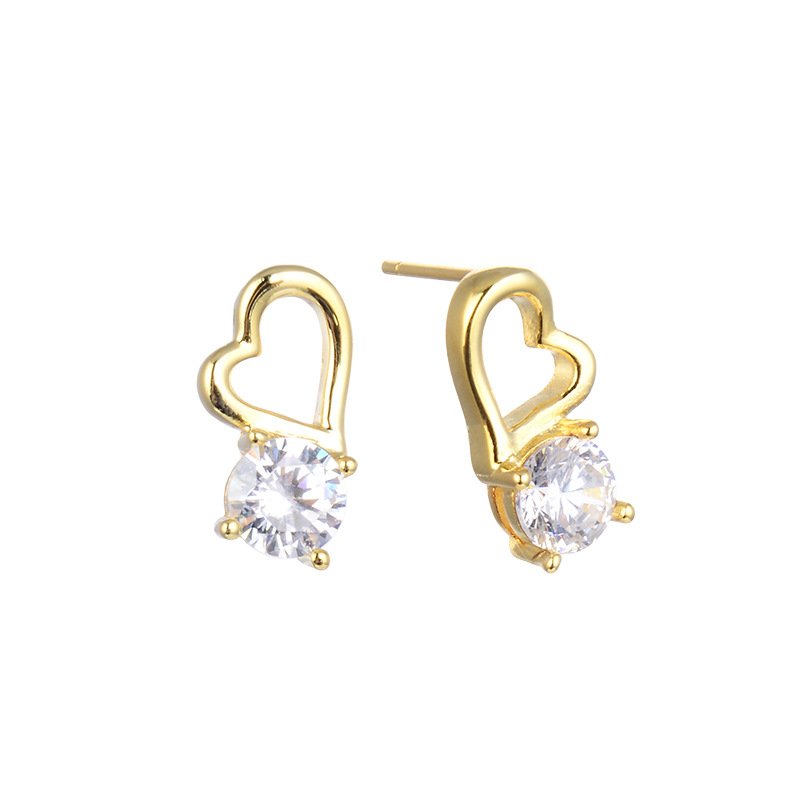 Diamante circón pendientes encantadores para las mujeres 925 plata esterlina nicho diseño temperamento transfronterizo pendientes melocotón corazón pendientes de plata