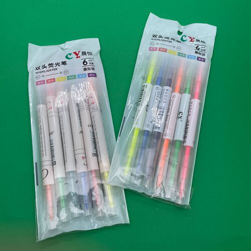 Colorful Double-Headed Highlighter Pen 6 Colors 12 Colors Marker Highlighter Pen Student Doodle Journal Pen Slanted Tip Watercolor Pen