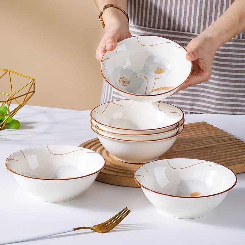 メーカー卸売家庭用セラミック 6 ボウル健康釉下色スープボウル麺ボウル家庭用セラミック食器食べるボウル|undefined