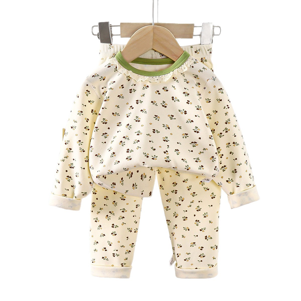 300g Children's Brushed Velvet Autumn Clothes Set, Boys and Girls Pure Cotton Seamless Loungewear