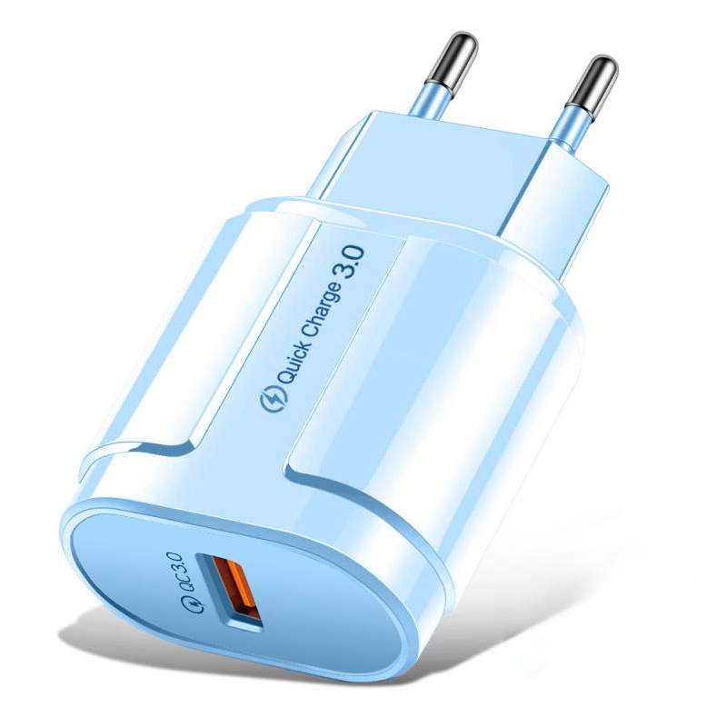 Estuche europeo y americano de carga rápida QC3.0 puerto único 5V/3A cabezal de carga carga rápida carga flash cargador de teléfono inteligente