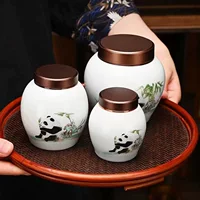 Wen Chuang Panda Керамическая банка Большой и средний маленький размер Медицина Банка с ароматным порошком Чайная банка может быть оснащена деревянной коробкой Подарочная коробка Полный пакет