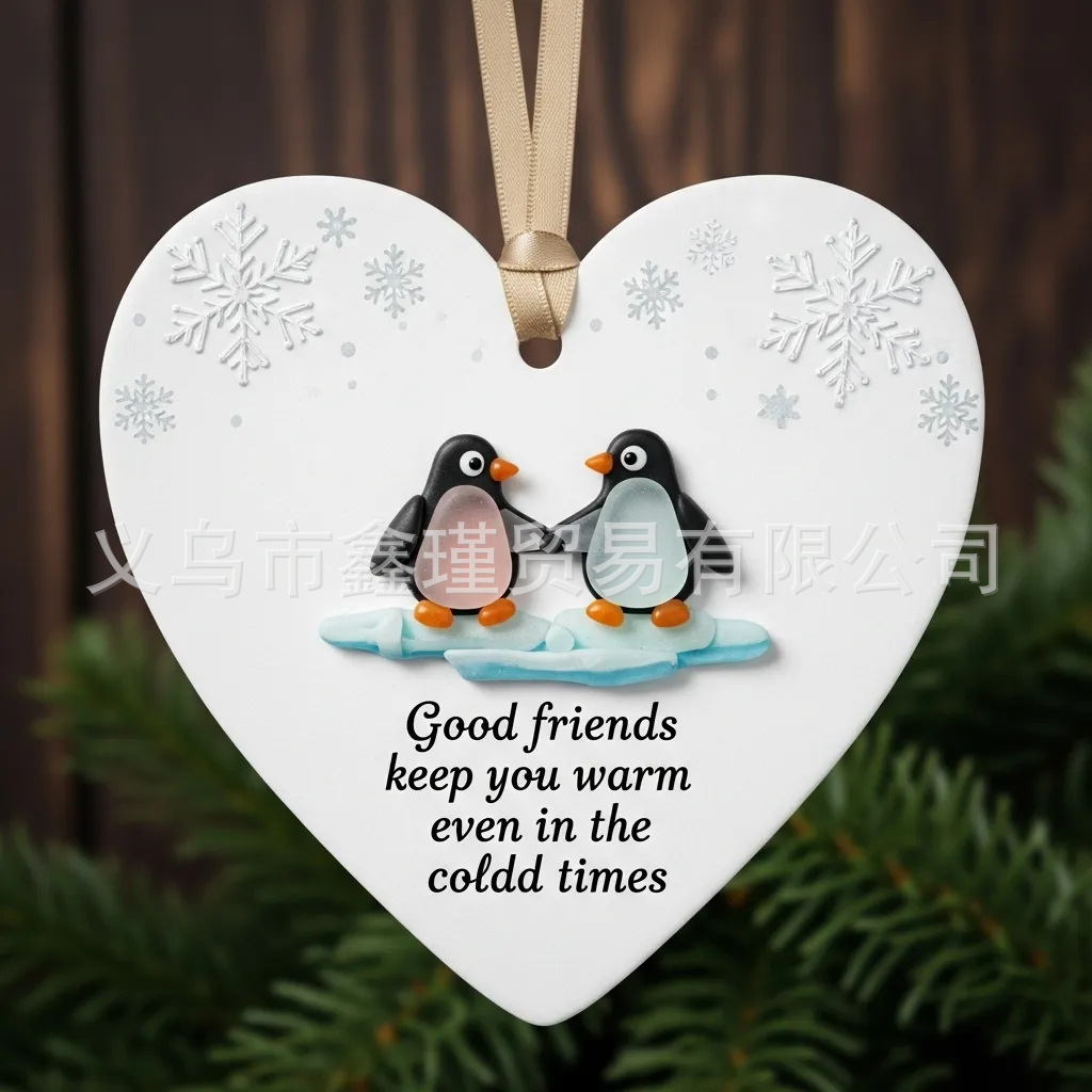 Nuevos productos transfronterizos de fondo blanco plano amistad de Navidad acrílico decoración de automóviles colgante amor Santa colgante