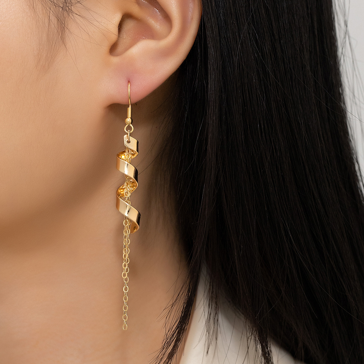 歐美誇張夏季新款螺旋長款流蘇個性耳墜小眾設計感時尚個性耳環女