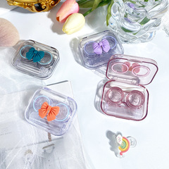 Contact lens case portable ins bow transparent contact lens case female cute Japanese style portable compact companion box