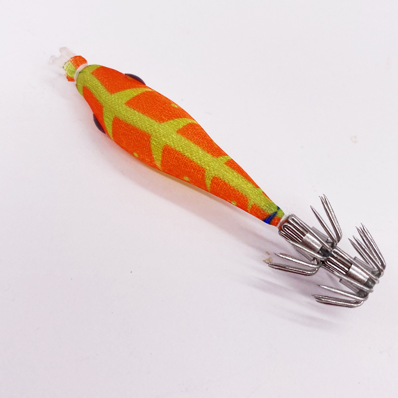 Tubo de soplado japonés artefacto gancho de calamar tubo de soplado gancho rollo de tela luminosa UV calamar sepia cebo falso gancho camarón de madera