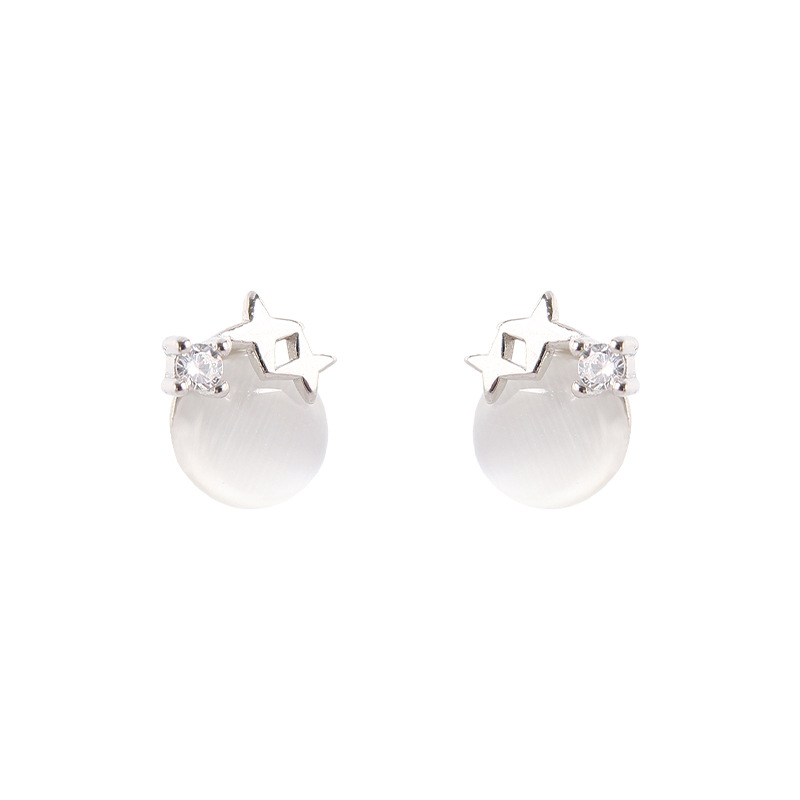 Sunrise Cat's Eye Stone Mosquito Coil For Women, New Trendy Niche Design, High-End Elegant Star Earrings_voghion.com