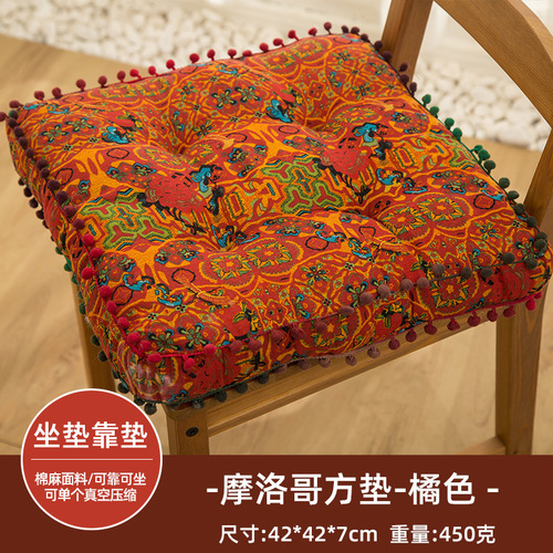 Amazon cotton and linen fabric floor cushion futon tatami mat large round cushion thickened square chair cushion
