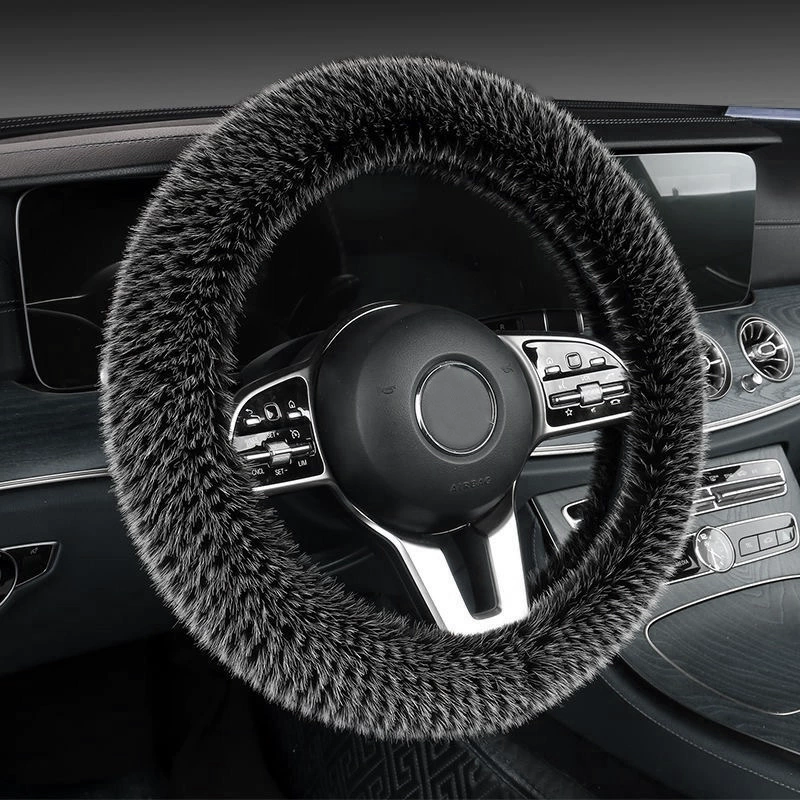 Новый чехол на руль автомобиля, плюшевый чехол из имитации норковой шерсти, длинный бархатный зимний Универсальный теплый нескользящий чехол на руль салона автомобиля оптом