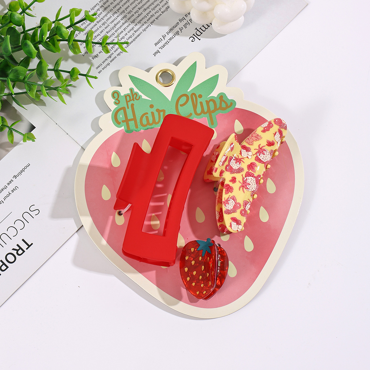 Hair Claws Hair Accessories Type Cute Women's Printing Fruit Acrylic Hair Claws