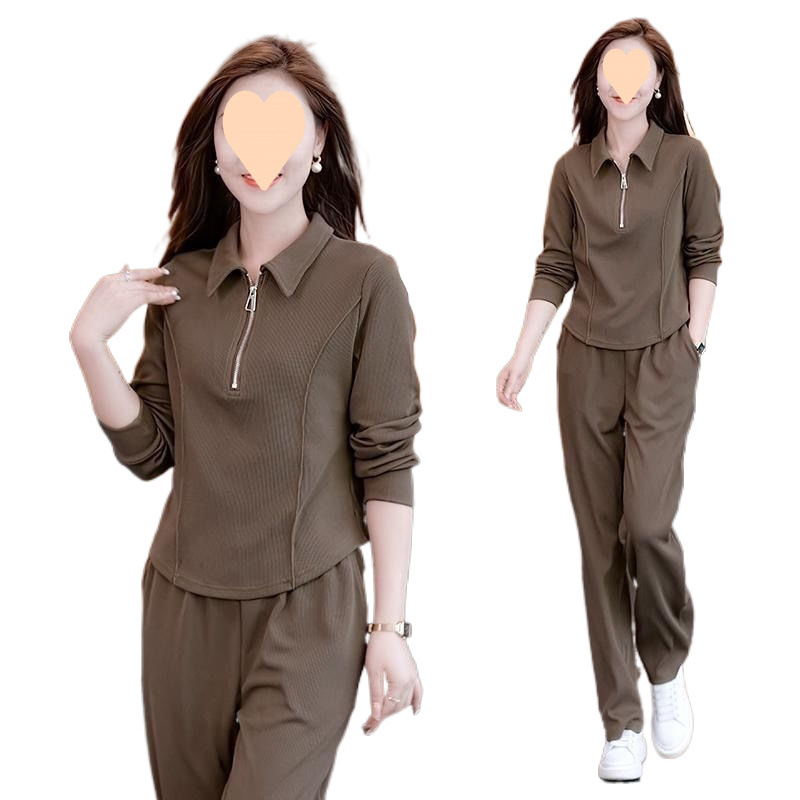 ActiveGo Middle-aged Mom Outfit Two-piece 2025 Early Autumn New Women's Fashion Slimming Stylish Casual Sportswear Set For Ladies_voghion.com