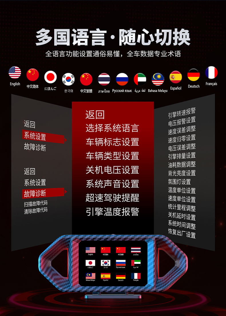 New Product P26 Car Hud Head-Up Display Lcd Obd Vehicle Speed, Speed, Fuel Consumption, Turbine Multi-Function Slope Meter