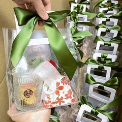 Edo禮品袋透明袋手提袋手拎便攜袋伴手禮袋禮物包裝袋便當袋1個裝