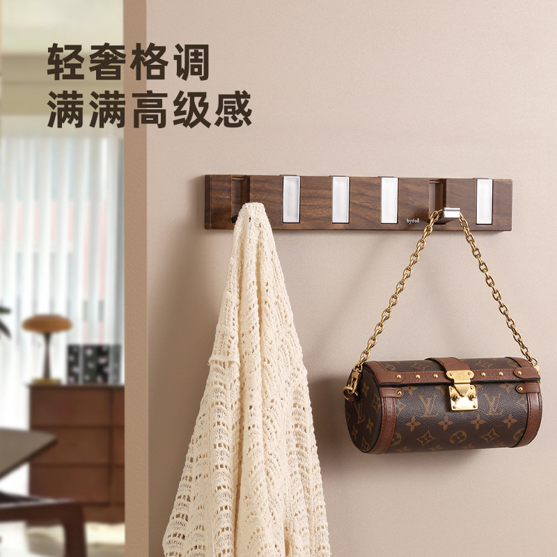 Gancho trasero de la puerta Estante de almacenamiento de bolsos de ropa sin perforación Puerta del dormitorio Gancho colgante de grano de madera Colgador de la puerta