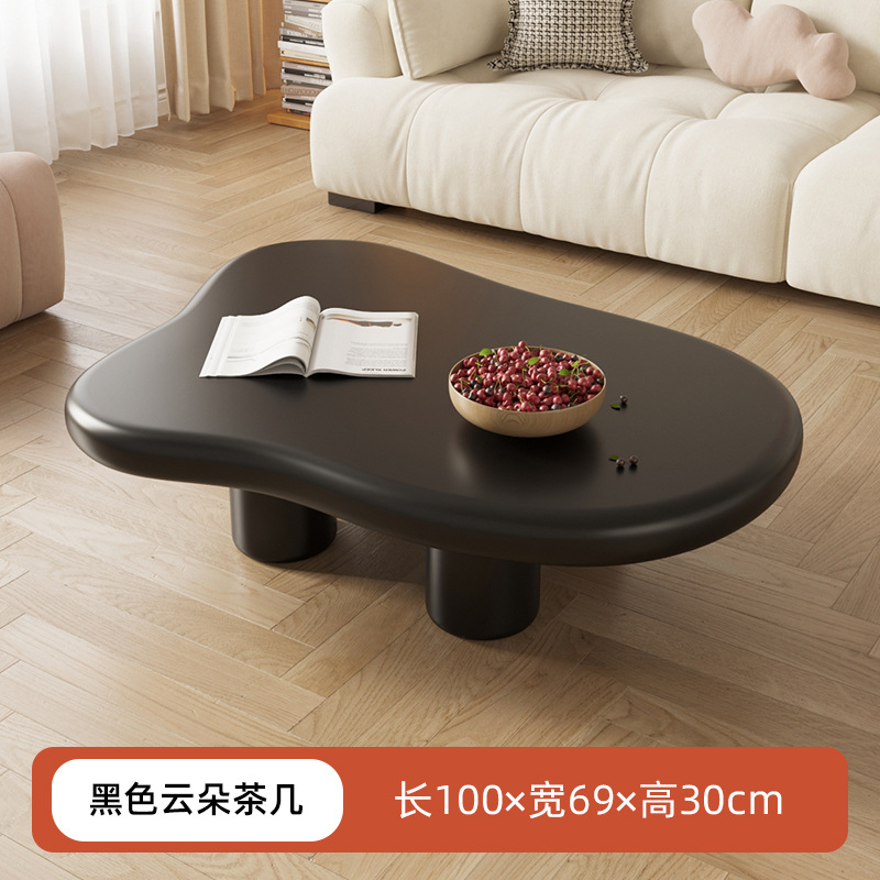 Mesa de centro estilo nórdico para sala de estar, mesa de forma irregular para apartamento pequeño, estilo moderno y sencillo, color crema, mesa de centro pequeña y moderna