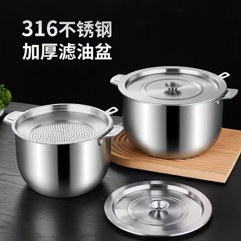 304 de acero inoxidable tanque de manteca de cerdo doméstico con tapa tanque de aceite comercial gran cilindro de aceite resistente a altas temperaturas con pantalla de filtro tanque de aceite