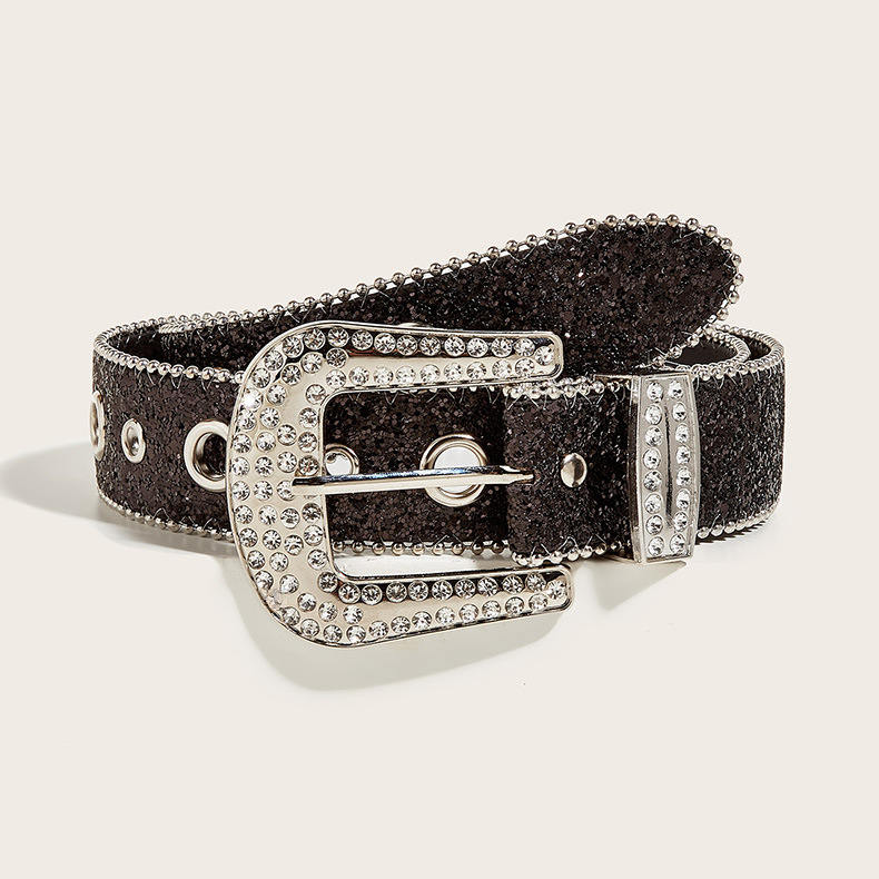 Rhinestone skärp för kvinnor brett glittrigt modebälte_voghion.com
