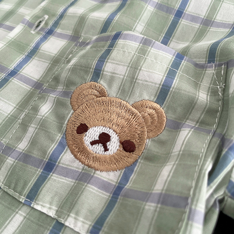 Camisas a cuadros de mangas largas para niños delgadas camisas de dibujos animados frescas bebés primavera y otoño con solapa ropa infantil coreana abrigo