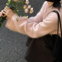 CHAO级推荐！2025秋冬新款粉色打底慵懒套头仿水貂绒针织衫毛衣女