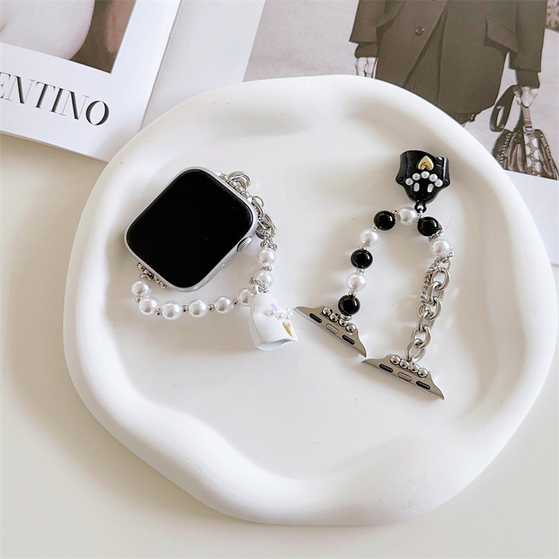 Suitable for apple iwatchs9 ghost couple watch strap apple s87 beaded bracelet strap cute watch strap