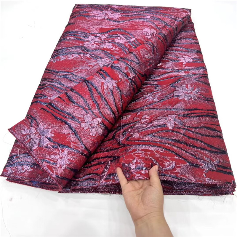 Patrón oscuro africano tejido de oro organza flor hilo teñido hanfu cheongsam para mujer ropa brocado tela JX3732