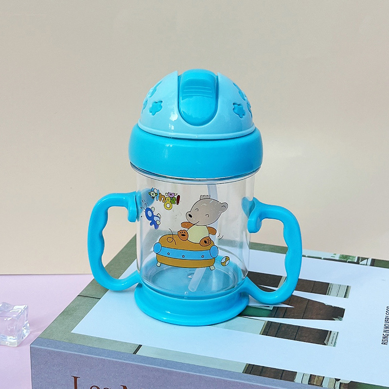 Taza de leche para niños Bouncing niños taza de bebé taza de agua portátil lindo dibujo animado bebé paja de leche