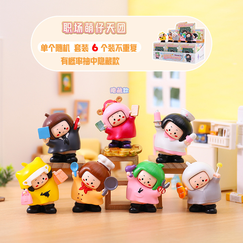 小红书热卖职场萌仔天团盲盒可爱卡通树脂微景观迷你小摆件伴手礼