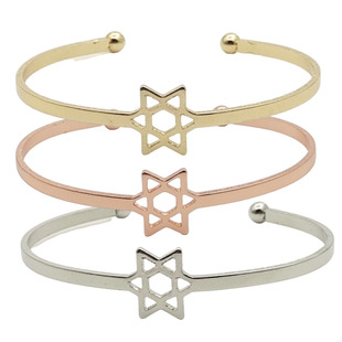 European and American fashion six-pointed star bracelet TikTok Net red same style hollow open bracelet Korean style all-match girlfriends jewelry