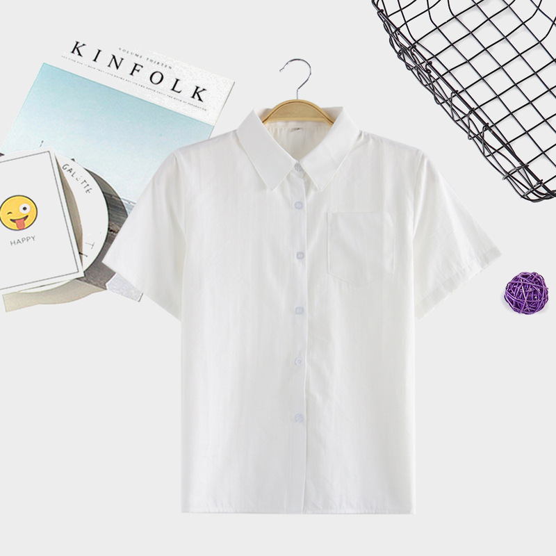 Factory Wholesale In-Stock Japanese Authentic Student Pointed Collar Round Collar Jk White Short-Sleeve Shirt for Work
