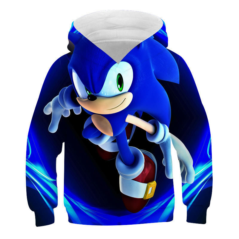 Foreign Trade New Sweatshirt Sonic the Hedgehog Kidsren and Adults 3D Printed Large Size Hooded Zipper Shirt Jacket Wholesale