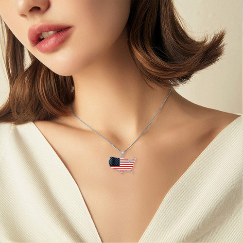  U.S. map alloy drip necklace for men and women 