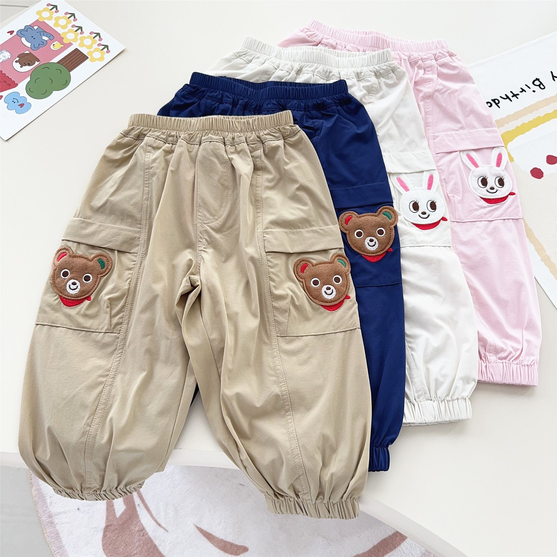 Stretch Air Conditioning Pants Class A Boys and Girls 25 Summer New Japanese Bloomers Children's Multi-color Thin Anti-mosquito Pants 6095