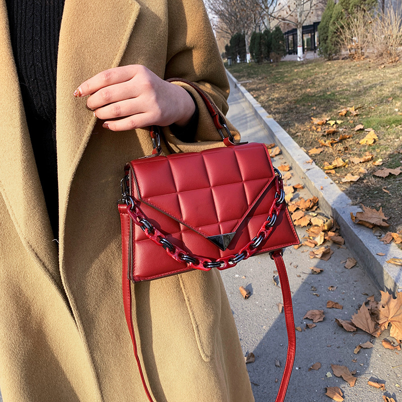 Bolso de mujer 2022 nueva moda rombo bolsa de mensajero Kelly bolso de moda Cadena de color sólido bolso de hombro