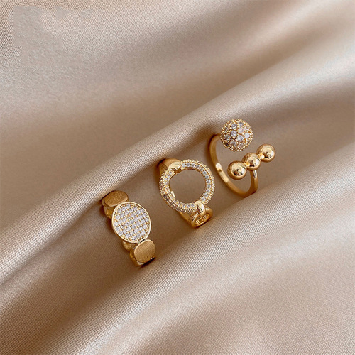 Ring for women, light luxury niche design, Internet celebrity same style double layer zircon open ring ring, cold style and trendy