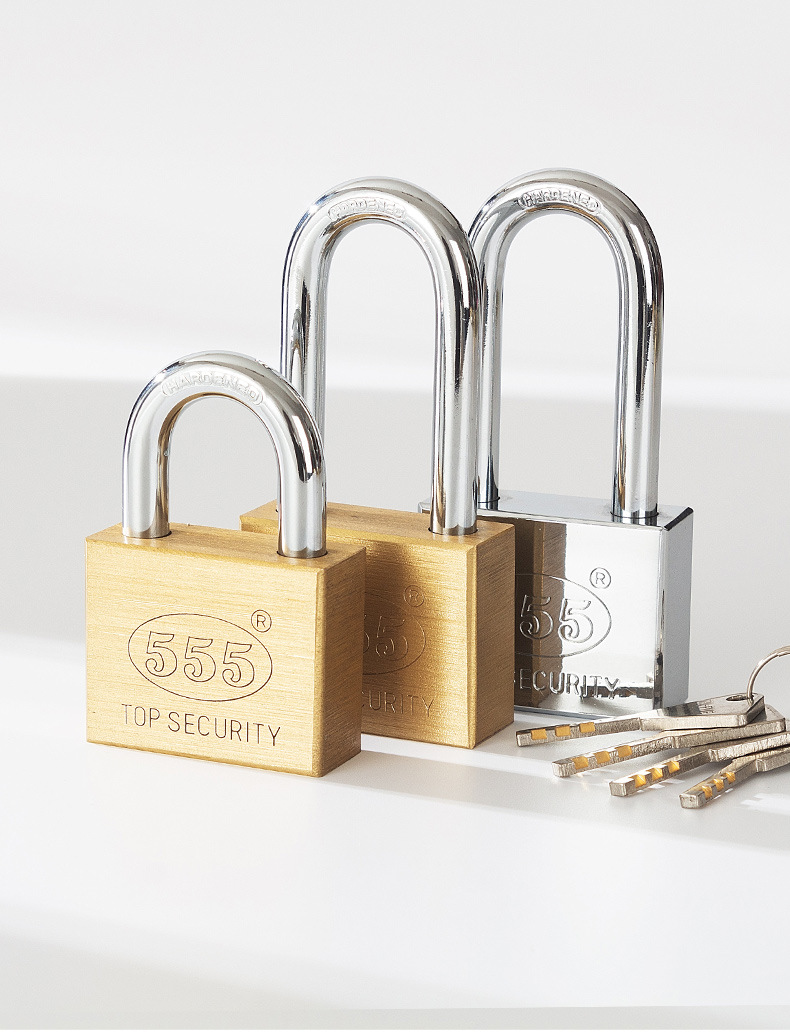 Customized Southeast Asian square blade copper padlock, copper key, copper lock core, copper natural color chrome-plated copper lock, export copper padlock pic 13
