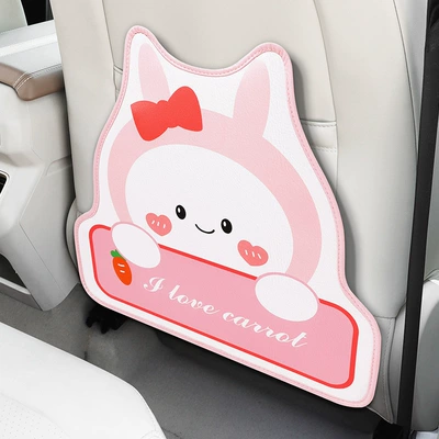 Car seat back anti-kick pad children's anti-wear car supplies universal rear cartoon car seat anti-dirty protective pad (Chair back anti-kick pad) - love-bunny-short
