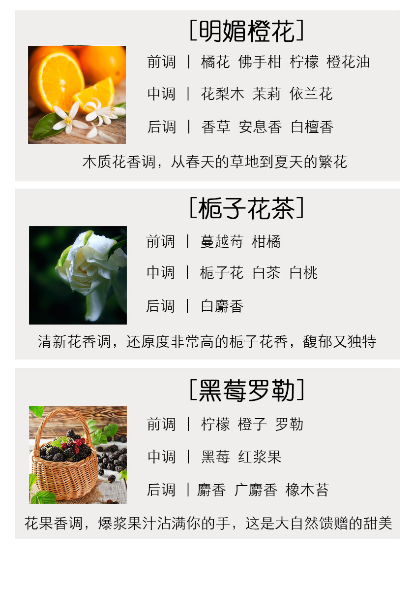 橙花，栀子花，黑莓