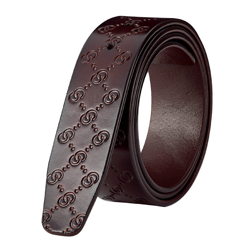 Cinturón de cuero genuino de los hombres patrón de cocodrilo cinturón sin cabeza antiguo sin plomo tira de cinturón de hebilla lisa