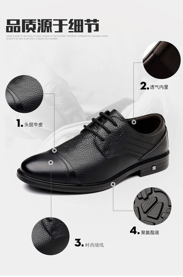 Giày da nam da bò thật mũi tròn kiểu Derby cổ thấp gót thấp, giày công sở đi làm — DT9608 màu đen chi tiết 7