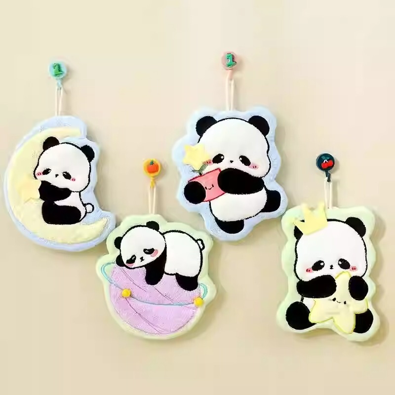 Panda Flower Wipe Hand Towel Kitchen High-value Hand Towel Cute Cartoon Hanging Water Absorbent Thickened Handkerchief Rag Panda Flower Wipe Hand Towel Kitchen High-value Hand Towel Cute Cartoon Hanging Water Absorbent Thickened Handkerchief Rag