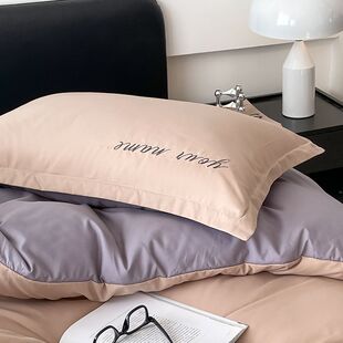 Embroidered Brushed Pillowcase Washed Cotton Thickeneded Winter Warm and Comfortable Adult Universal Pure Color Pillowcase One Pair
