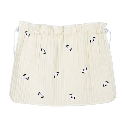 sun protection and heat insulation Sun shade - quilted-hemmed-embroidered-curtains-black-and-white-dog