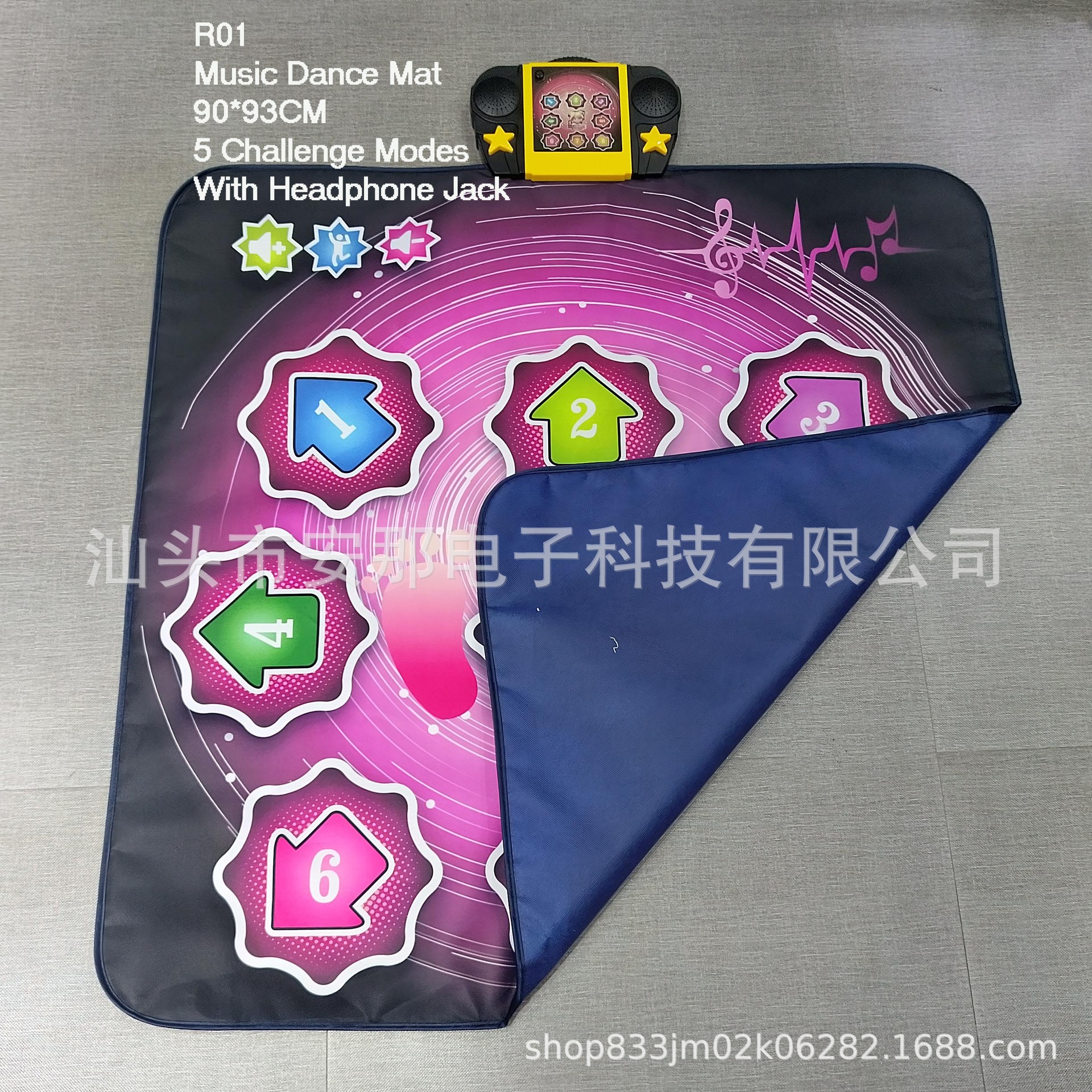 R01 Cross-Border Large-Size Electric Music Dance Mat in Black and Pink, Suitable for Children and Adults, Fitness Game Mat