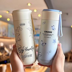 轻奢保温杯女士高颜值手拎杯2025新款泡茶杯大容量户外便携水杯