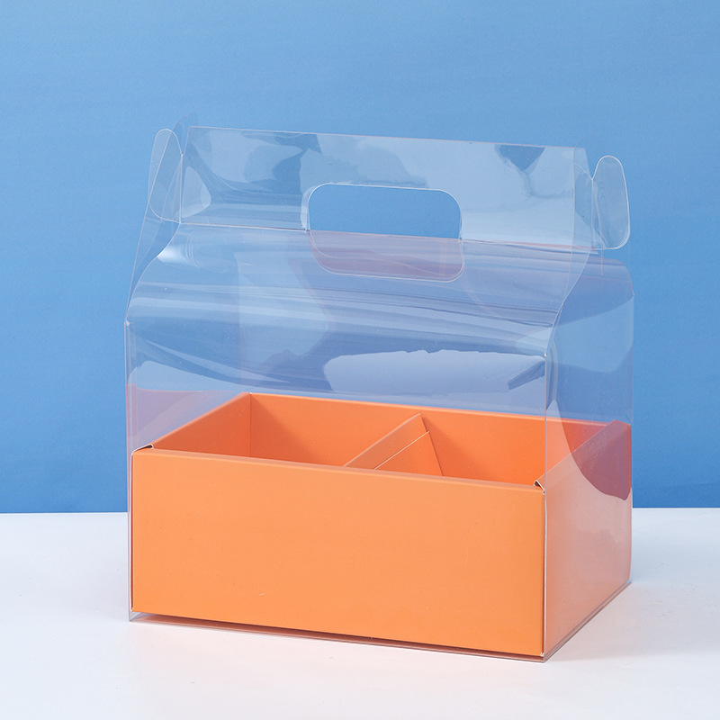 Caja cuadrada transparente para empacar flores, material de envoltura para flores, caja de flores portátil al por mayor